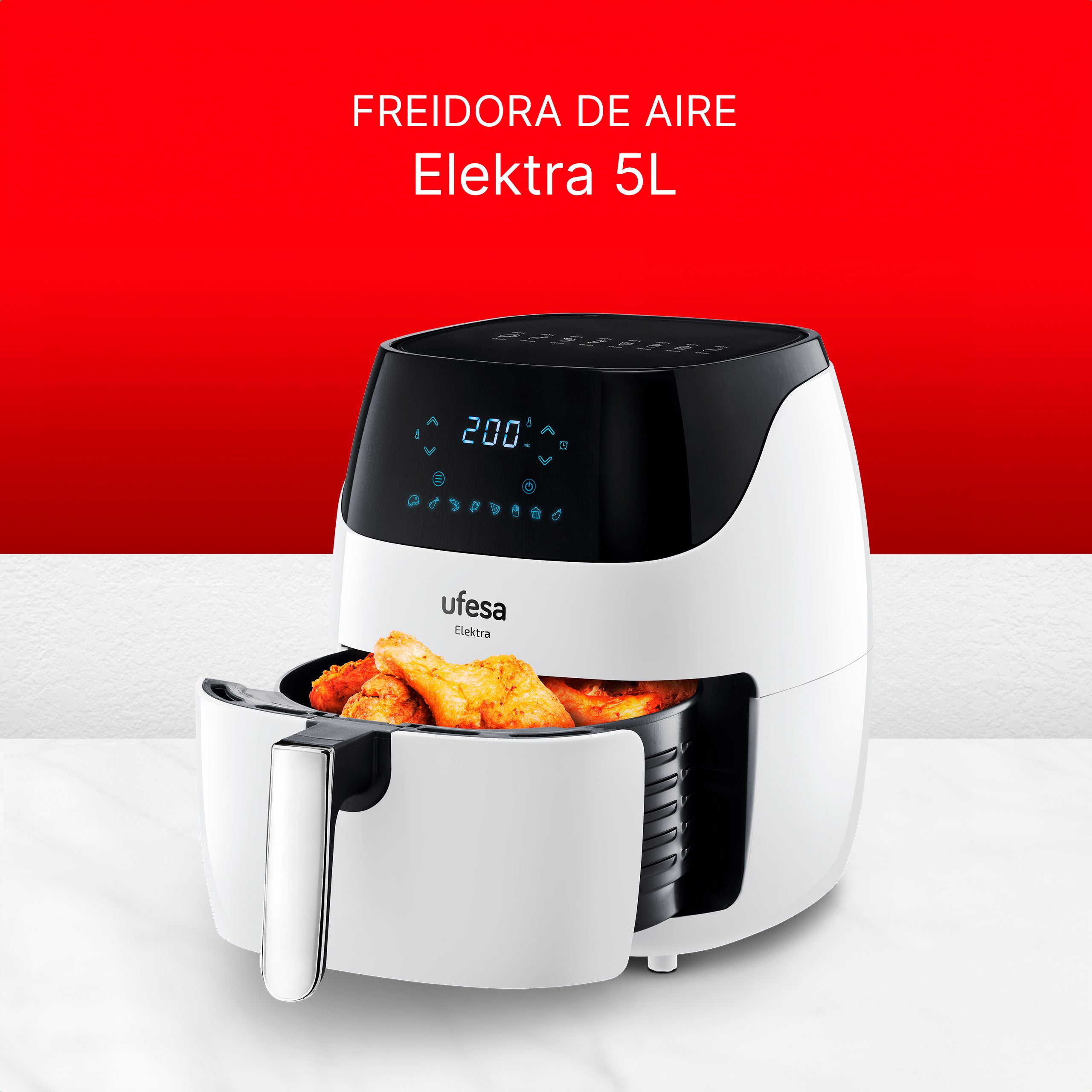 Freidora Aire 5L 1500W UFESA Elektra Digital Blanco